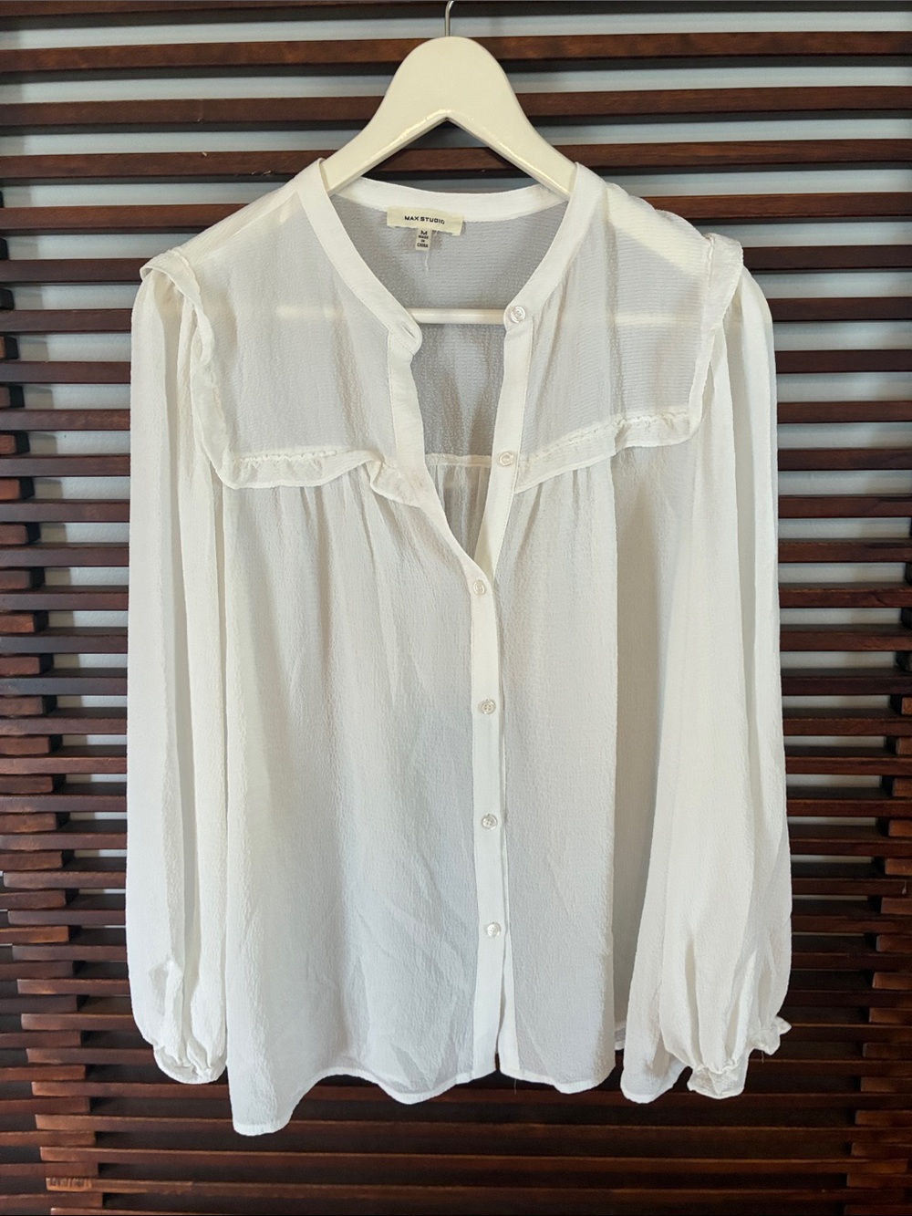 Max Studio Sheer Button-Front Blouse
